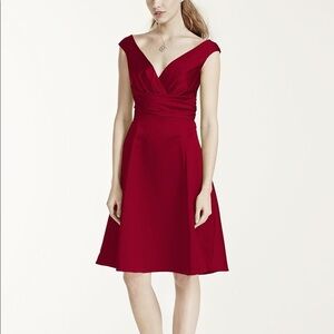 David‎ Bridal Satin Off-the-Shoulder A-Line Dress